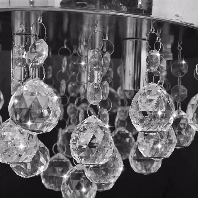 Berkfield Home Crystal Design Pendant Ceiling Lamp in Chrome and Silver