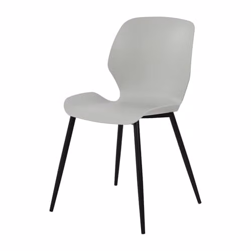 Core Products Set of 2 Carnaby Mid-Century Style Light Grey Plastic Kitchen and Dining Chairs with Black Metal Legs