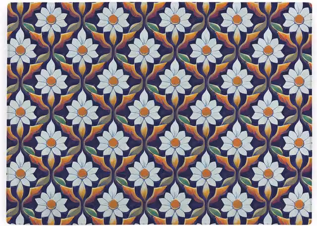 Purely Home Rectangular Glass Chopping Board with White, Purple and Multicolour Floral Tile Design