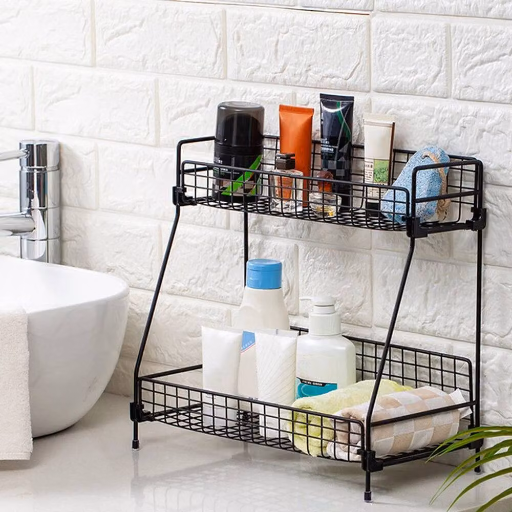 Kelvenix 2 Tier Metal Kitchen Spice Rack and Cosmetic Shelf, Black, W/D/H: 31.5 x 30.0 x 16.0 cm – 3