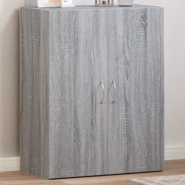 Berkfield Home Grey Freestanding File Cabinet with Hinged Doors and Internal Shelves, W/D/H: 60 x 32 x 77.5 cm – 1