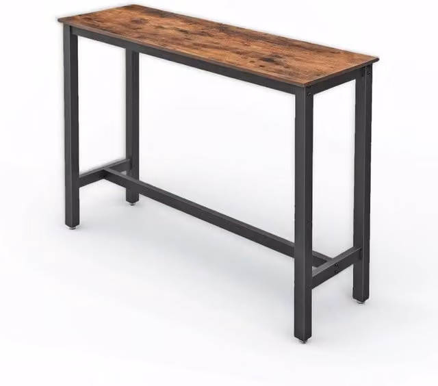 Modcraft Industrial Narrow Rectangular Dining Table in Brown with Metal and Wood Construction