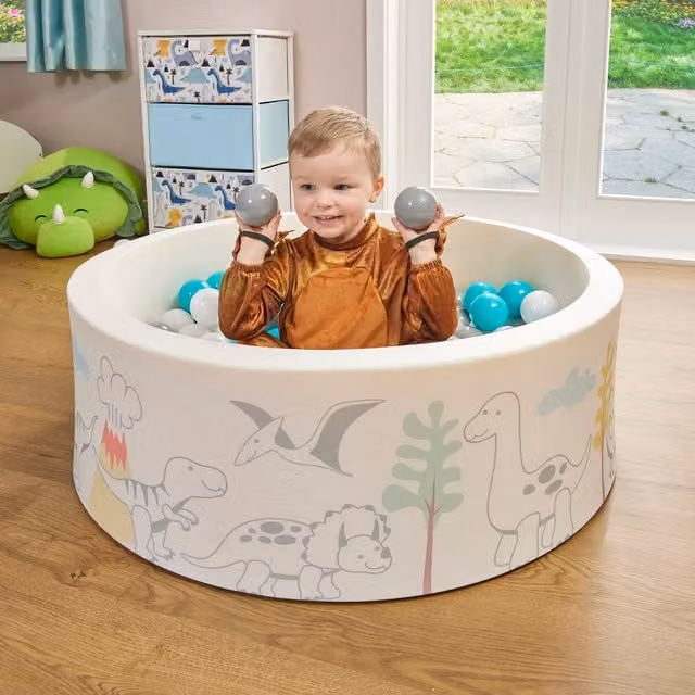 Liberty House Toys White Dinosaur Kids Ball Pit with BPA-free Foam and Textile Materials