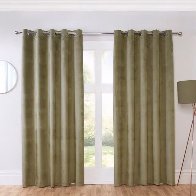 Sundour Casa Plain Eyelet Curtains in Green and Blue, Width: 229 cm, Height: 229 cm