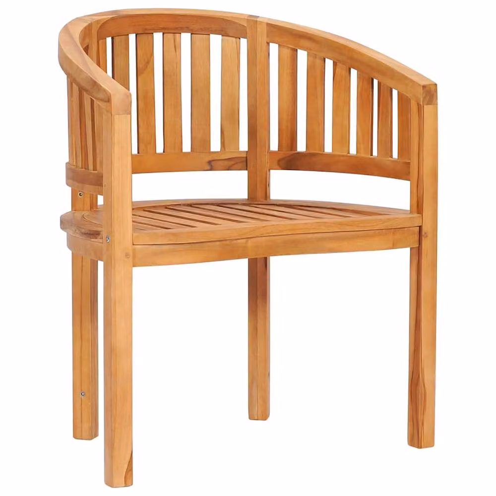 Berkfield Home Banana Chair in Brown Solid Teak Wood, H 86 x W 68 x D 52 cm – 2