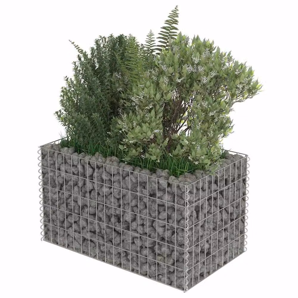 Berkfield Home Silver Galvanised Steel Wire Mesh Stone Gabion Raised Bed, W/D/H: 90 x 50 x 50 cm – 3