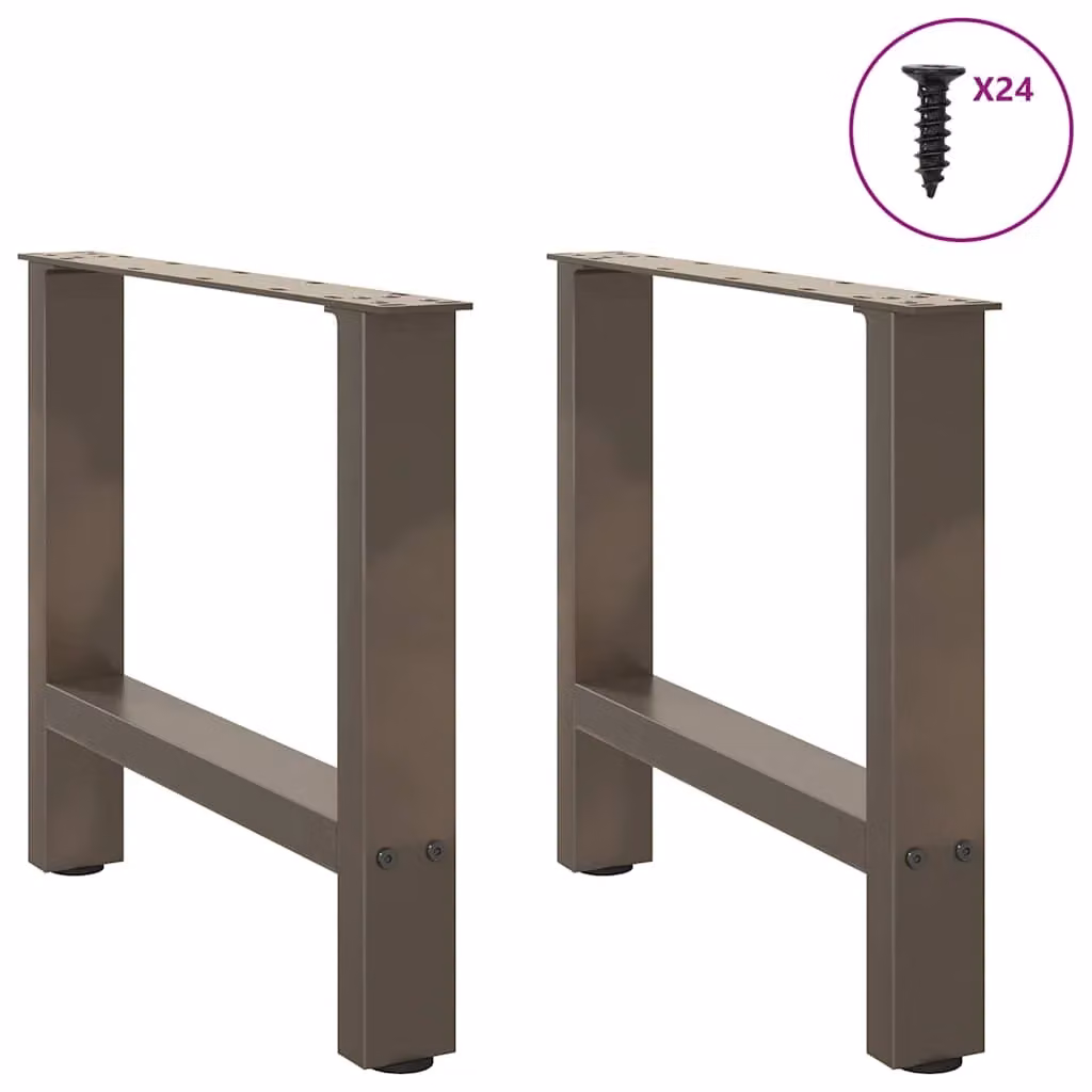 Berkfield Home Modern Geometric Steel Coffee Table Legs, Grey, 2 Pieces, H: 60 cm, W: 42.5 cm, D: 42.5 cm – 2