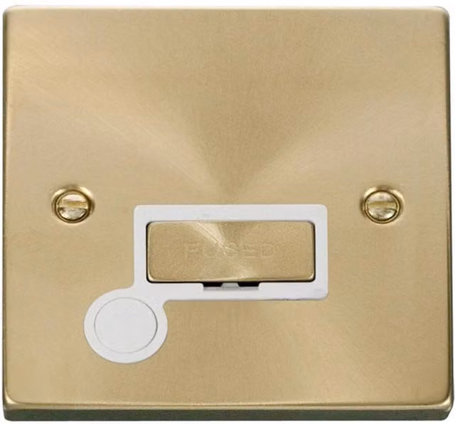SE HOME Satin Brushed Brass 13A Fused Ingot Connection Unit with Flex, White and Gold