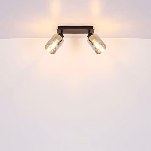 Netlighting Hadera Modern Adjustable Ceiling Light with Smoke Glass Shades in Black and Grey, 2x E27, W/D/H: 27 x 9 x 21.5 cm – 2