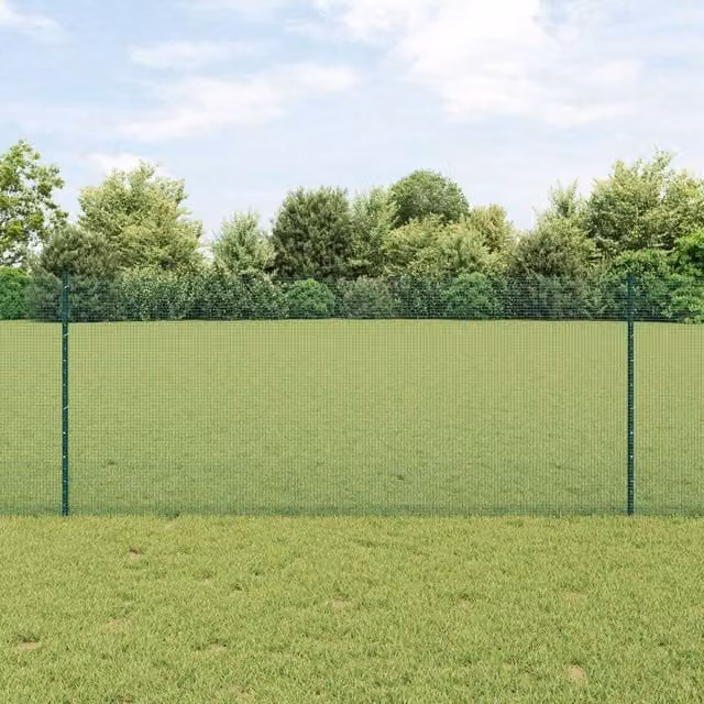 Berkfield Home Garden Fence Set of 2, Green Galvanised Steel, H: 1 m, W: 25 m