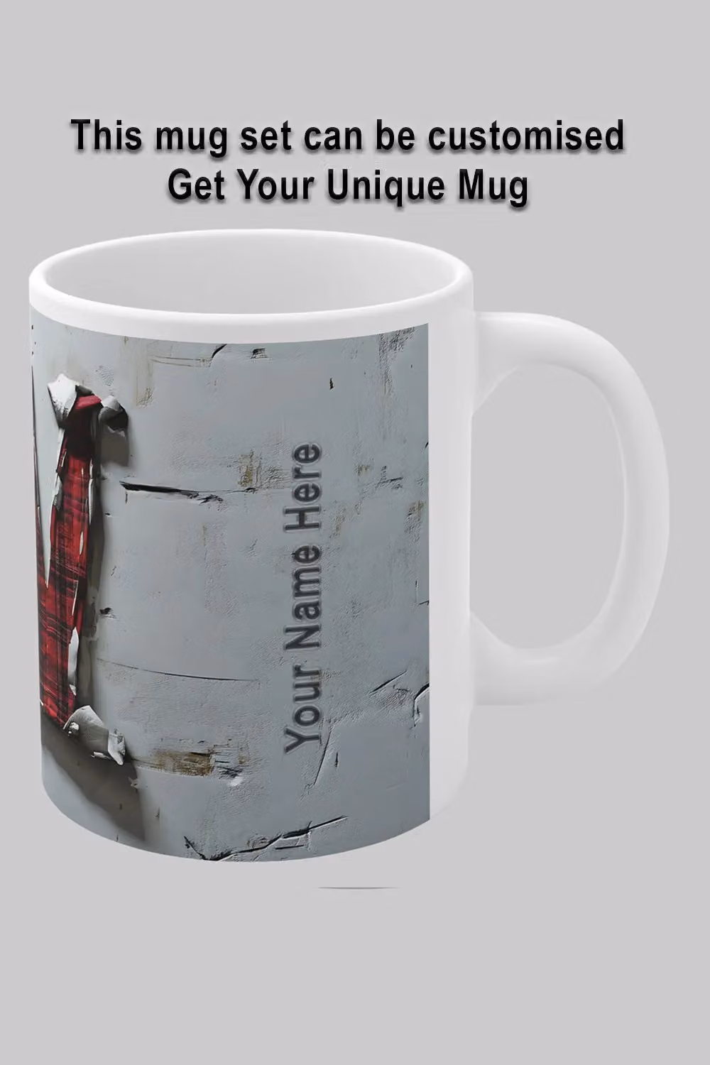 Simply Stunning Mugs Personalised Letter W and Name Ceramic Mug with Textured Red Plaid 3D Design in White – 2