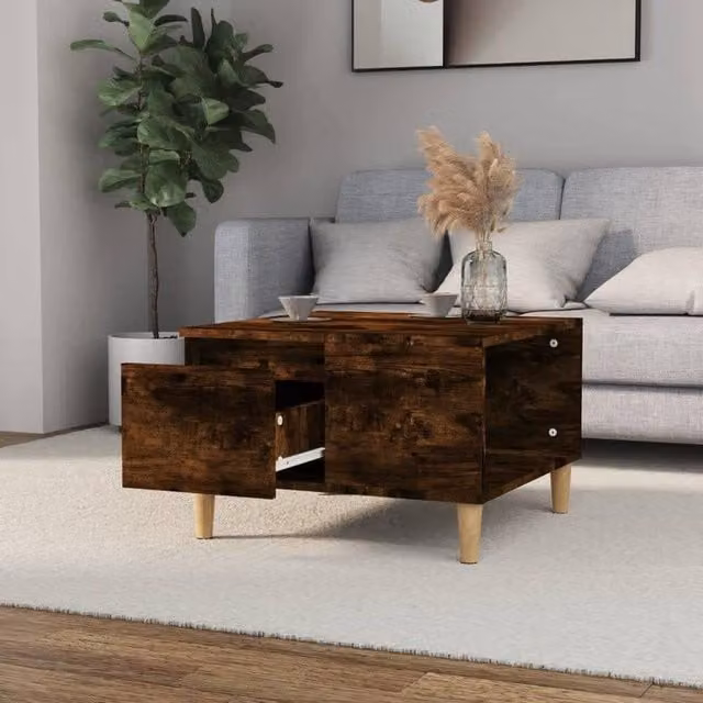 Berkfield Home Decorative Coffee Table in Smoked Oak Brown, W/D/H: 55 x 55 x 36.5 cm – 1