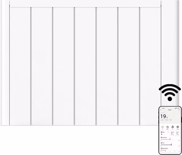 Mylek White Ceramic Panel Electric Radiator with WiFi Smart App Control, Width: 82.5 cm