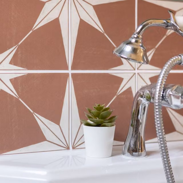 Quadrostyle Orange Plastic Wall Tile Vinyl Stickers, 15 cm