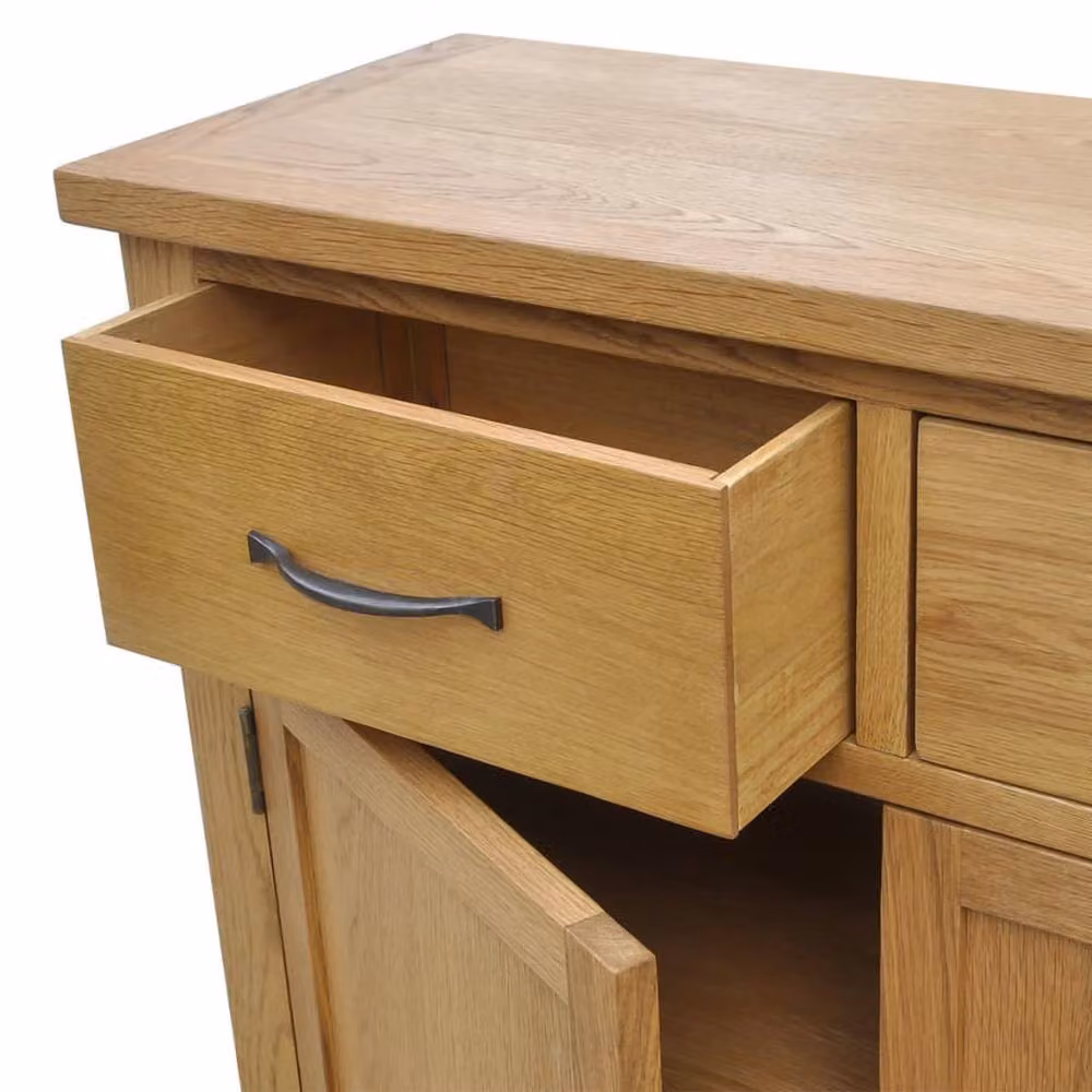 Berkfield Home Rustic Solid Oak Wood Sideboard, Brown, W/D/H: 90 x 33.5 x 83 cm – 2