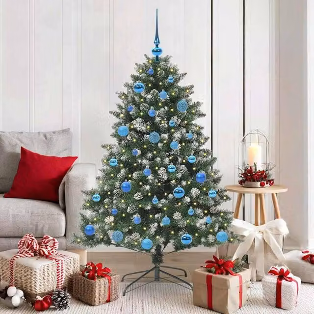 Berkfield Home Green Artificial Christmas Tree with Stand, W/D/H: 105 x 105 x 150 cm