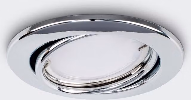 ValueLights MiniSun Fire Rated Tiltable Recessed GU10 Ceiling Downlight in Chrome