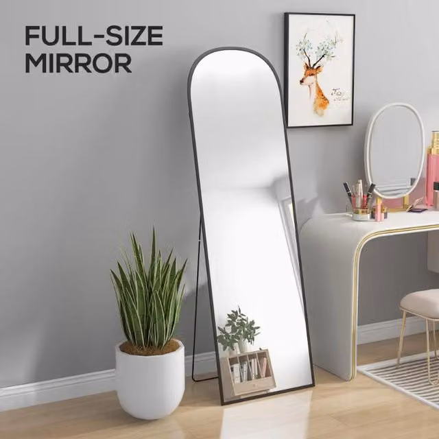 Chilli Seating Modern Arched Frame Freestanding Standing Mirror in Black