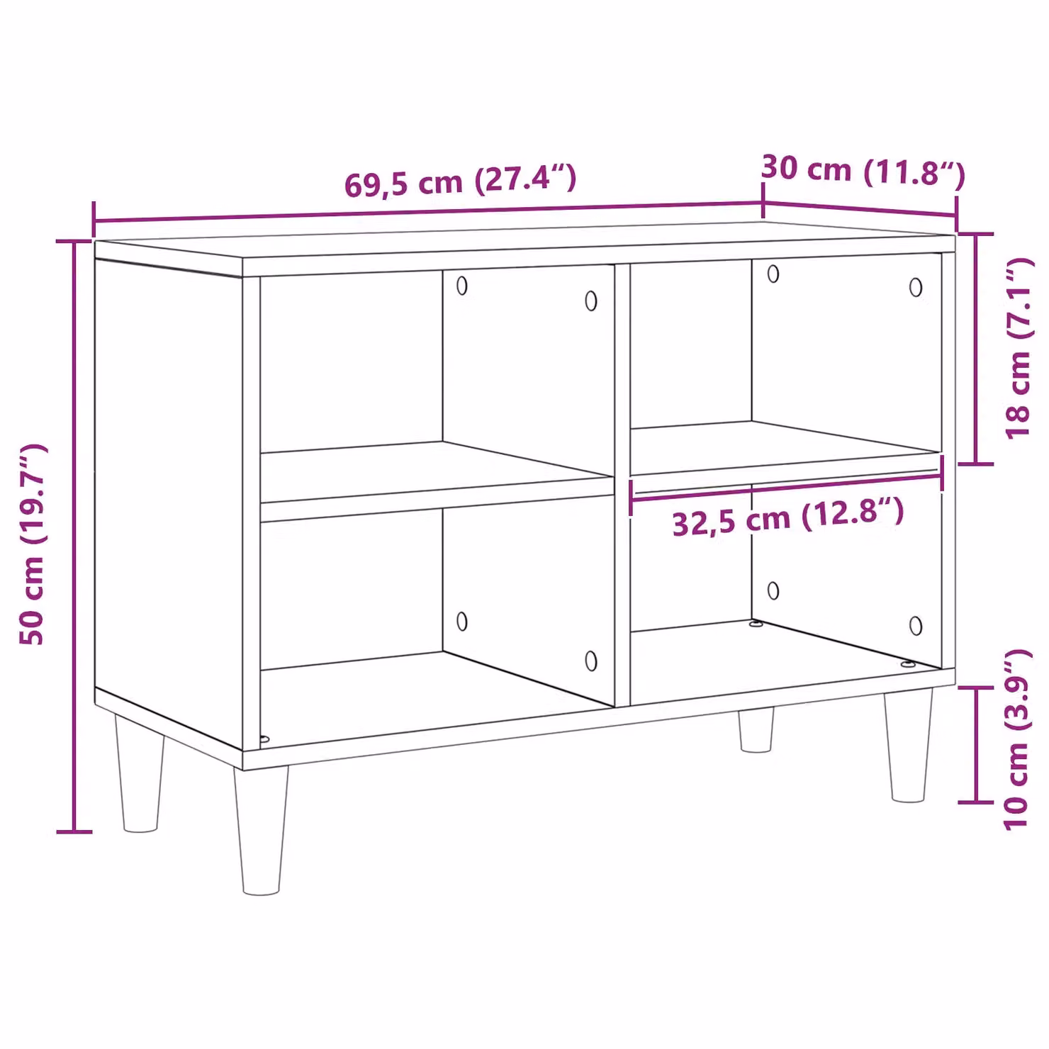 Berkfield Home Black Oak TV Cabinet in Black MDF, W/D/H: 69.5 x 30 x 50 cm – 6