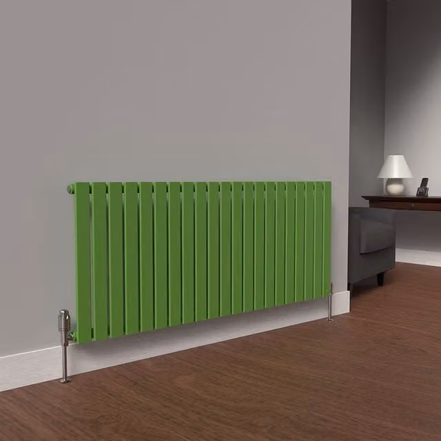 Lux Heat Flat Horizontal Single Coloured Radiator in Green, W: 60.0 cm, H: 147.0 cm