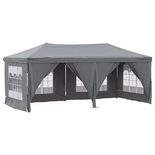 vidaXL Folding Party Tent with Sidewalls and Windows, Anthracite, W/D/H: 6 x 3 x 2.45 m – 1