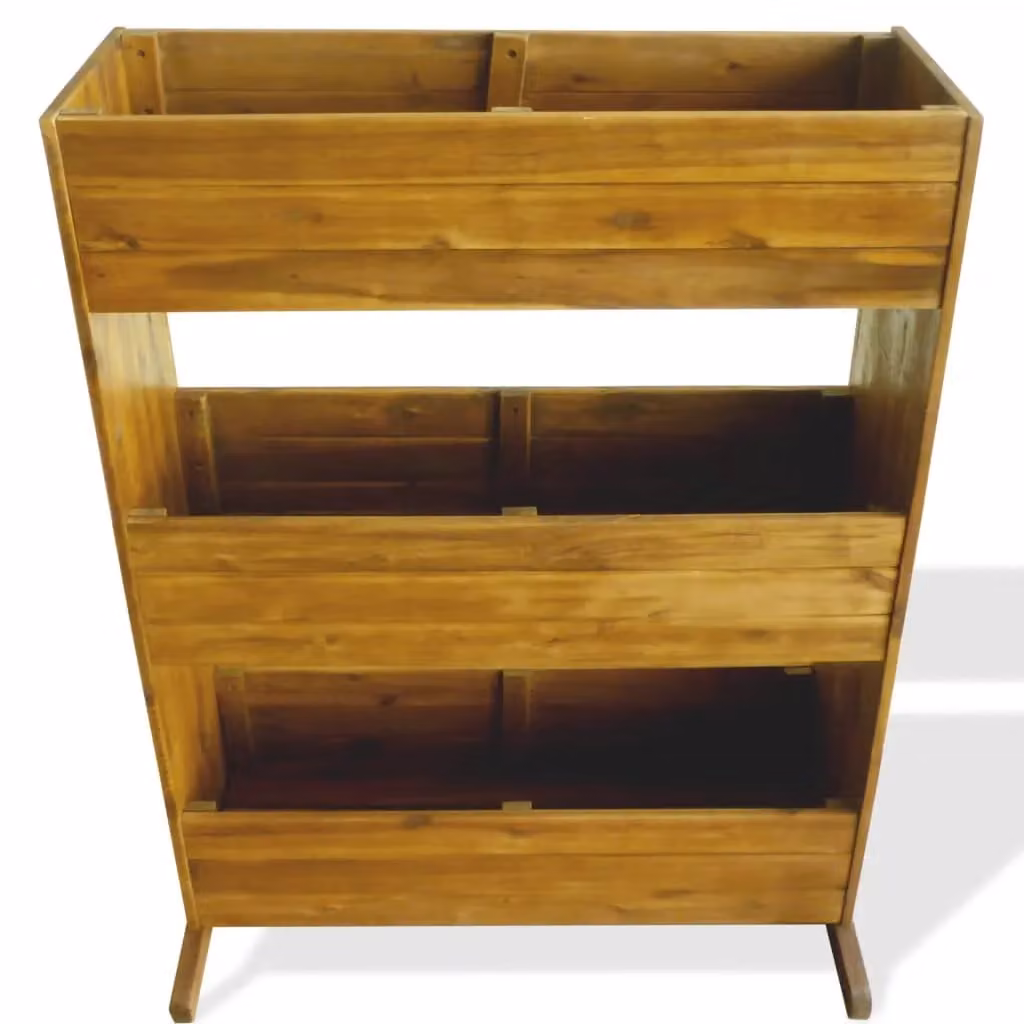 Berkfield Home 3-Tier Rustic Acacia Wood Garden Raised Bed in Brown, W/D/H: 115 x 70 x 41 cm – 3