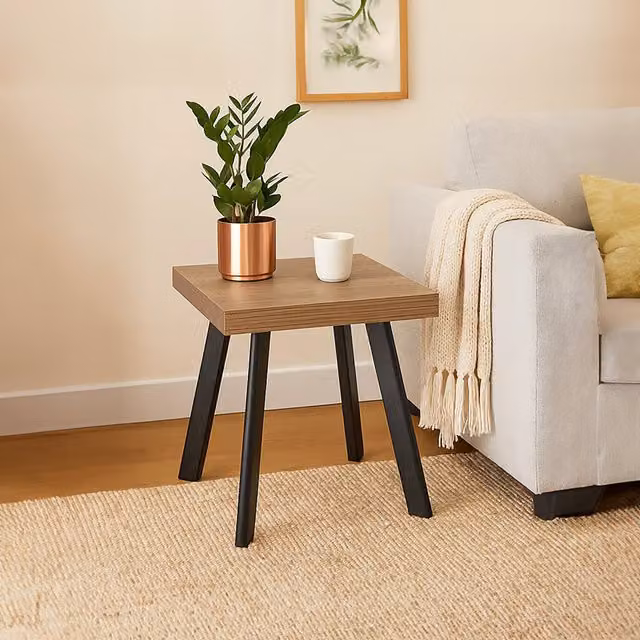 Interiors by Premier Industrial Square Side Table in Brown and Black