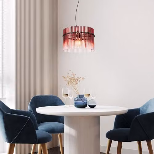 Globo Lighting Blackberry Red and Black Glass Rods Pendant Lamp, D x H: 40 x 150 cm – 3