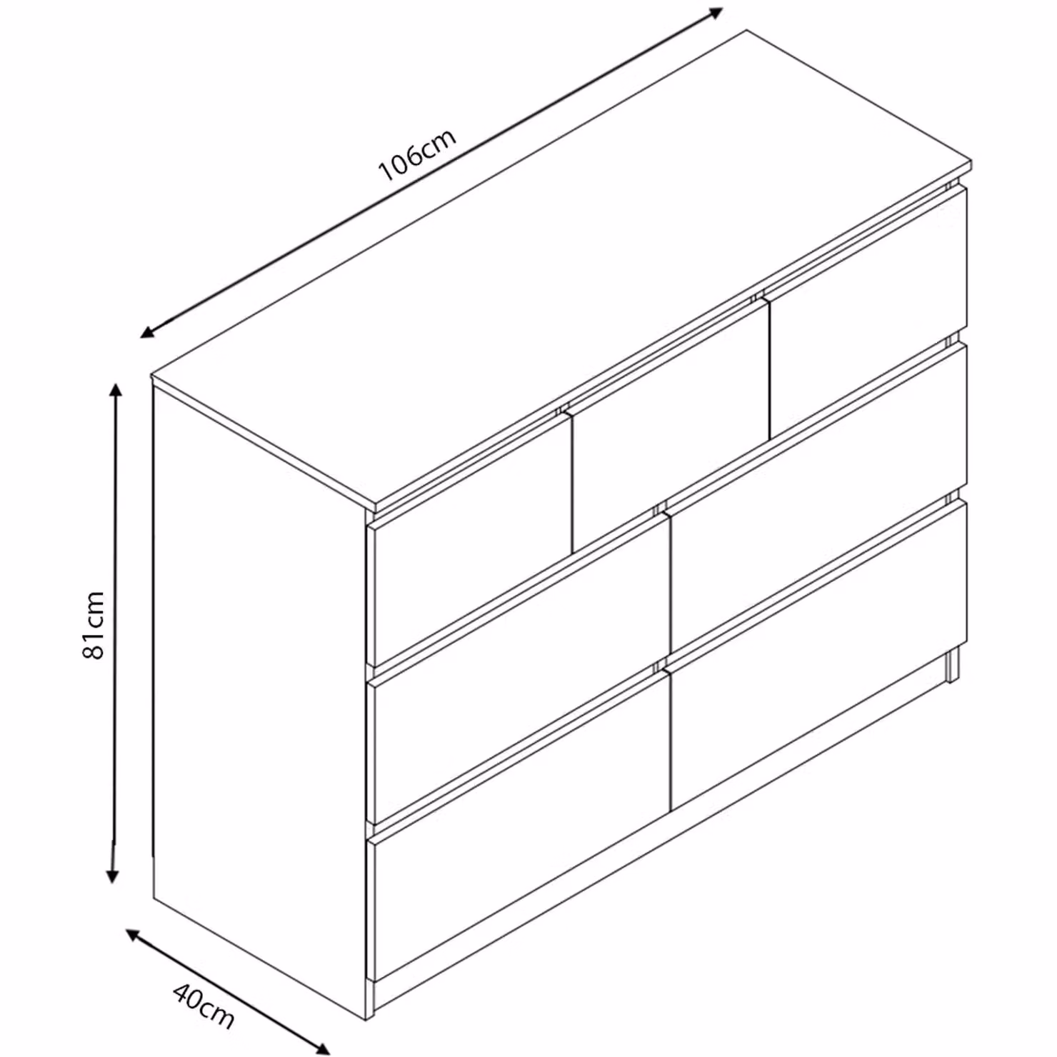 SquareBoxx Fairfield Minimalist 7 Drawer Gloss Chest of Drawers in White – 2