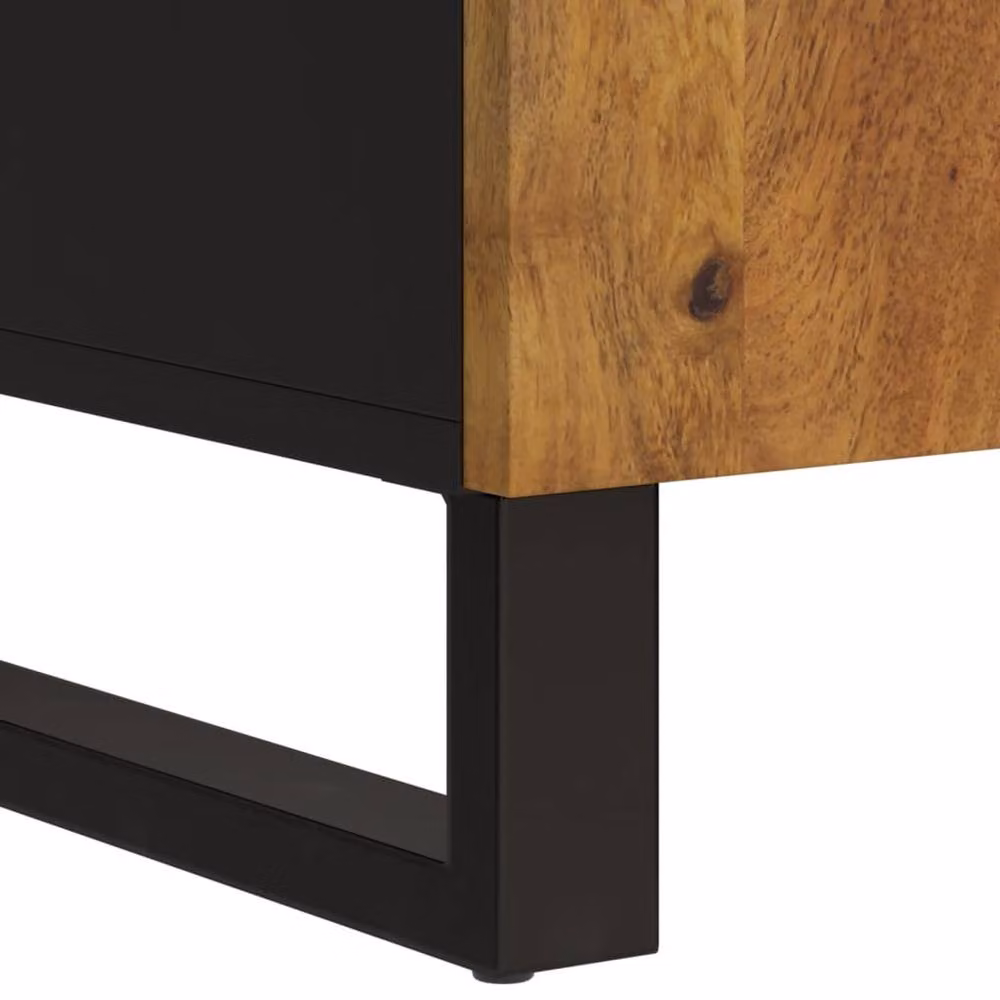 Berkfield Home Industrial Mango Wood Sideboard with 2 Doors, Brown, W/D/H: 90 x 33 x 75 cm – 7