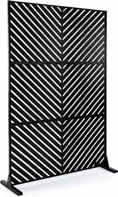 Costway Black Metal Privacy Screen Decorative Louvered Wall Divider, W/D/H: 120 x 40 x 183 cm – 1