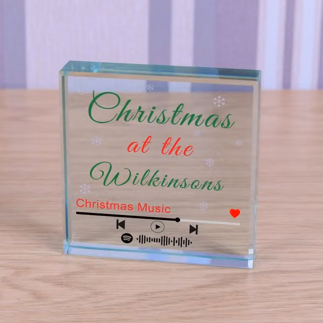 Uniqueful Personalised Christmas Playlist Glass Token for Couples in Transparent Beige