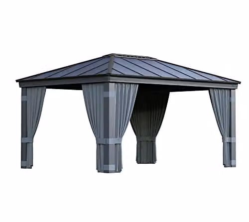 Palram Canopia Dallas Garden Gazebo Polyester Curtain Set in Dark Grey, W440 x H212 cm