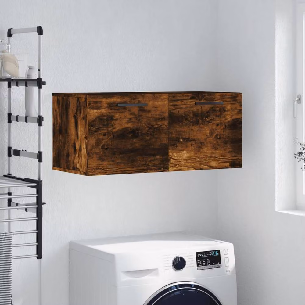 Berkfield Home Wall Mounted Smoked Oak Cabinet in Brown, W: 80 cm, D: 36.5 cm, H: 35 cm – 2