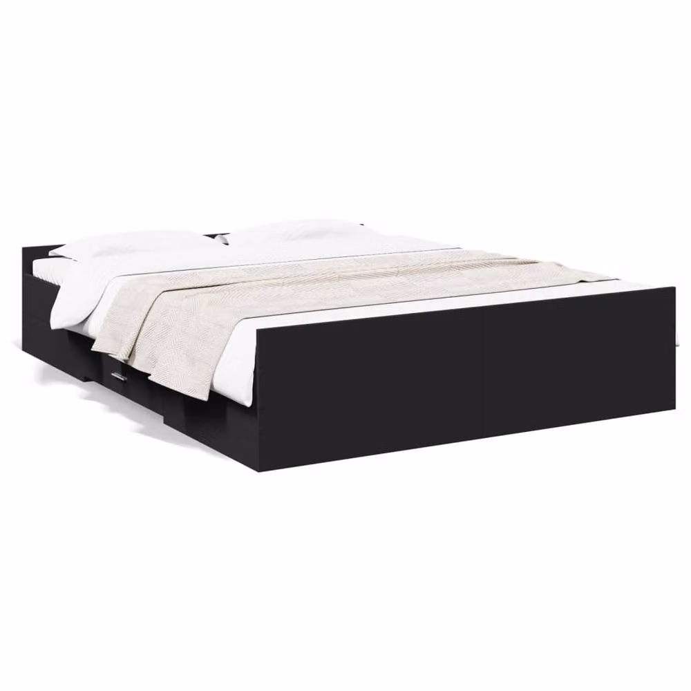 Berkfield Home Modern Bed Frame with Drawers in Black, W/D/H: 150 x 40 x 203 cm – 3