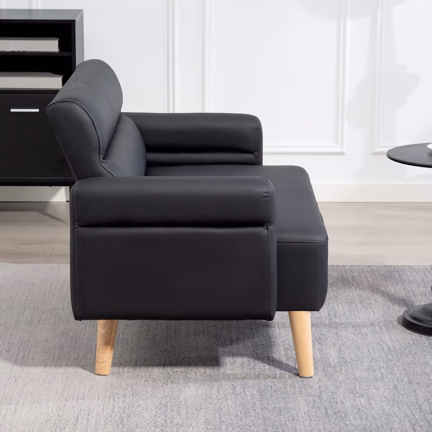 HOMCOM Modern 2 Seater Small Sofa Settee in Black Faux Leather – 6