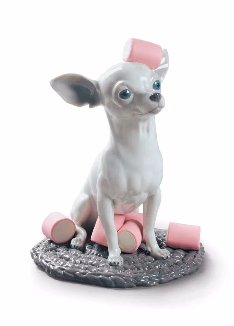 Lladró Chihuahua with Marshmallows White Porcelain Dog Figurine