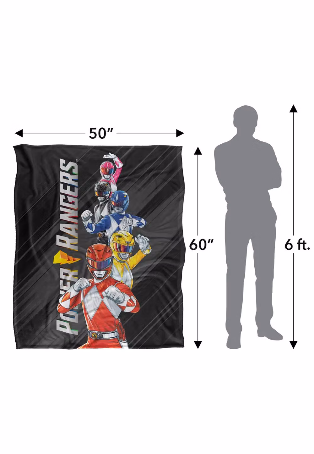 LOGOVISION Power Rangers Ranger Stack Super Soft Fleece Throw Blanket, Multicolour, W: 152 cm, D: 127 cm – 8