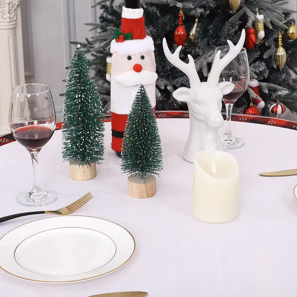 London Boutique Round Water-Resistant Polyester Christmas Tablecloth with Deer Design in White, Diameter: 152.4 cm – 4