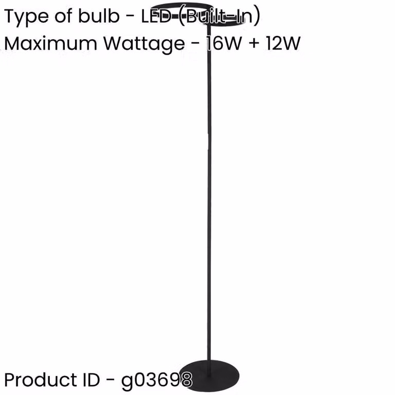 Loops Modern Black LED Floor Lamp with Touch Control