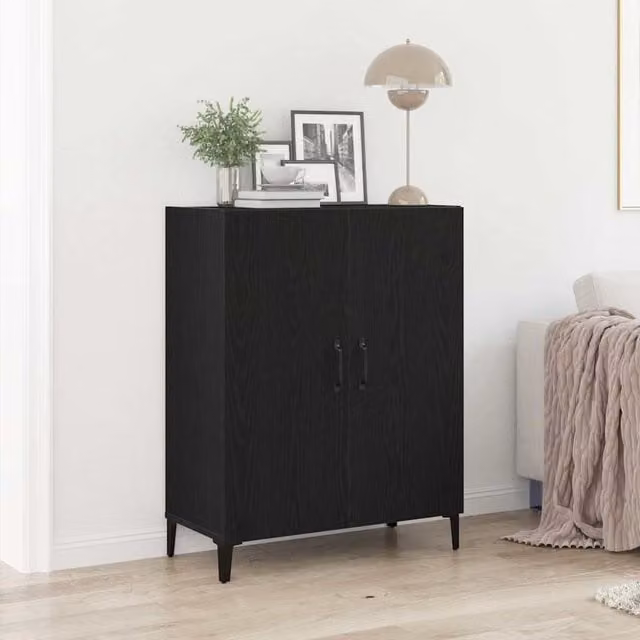 Berkfield Home Black Oak Sideboard in Engineered Wood, W/D/H: 69.5 x 34 x 90 cm