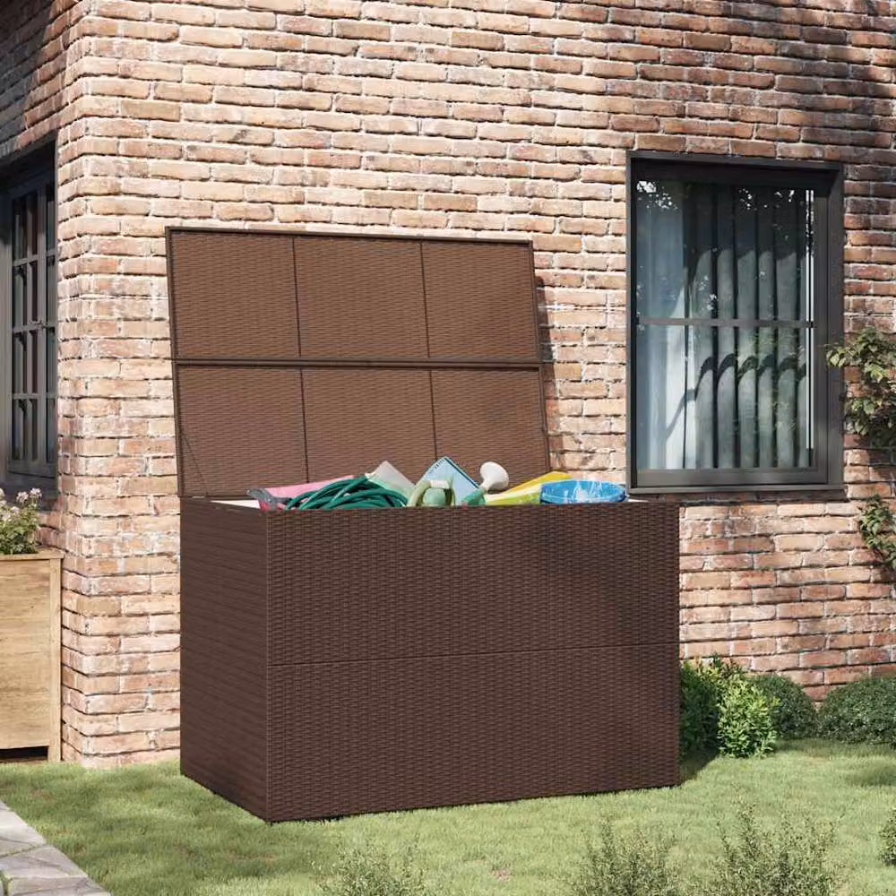 Berkfield Home Brown Poly Rattan Garden Storage Box W/D/H: 150 x 100 x 100 cm – 3