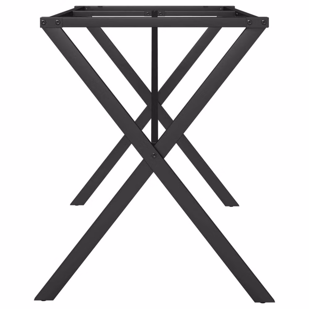 Berkfield Home Durable X-Frame Dining Table Legs in Black Steel, W/D/H: 140 x 60 x 73 cm – 3