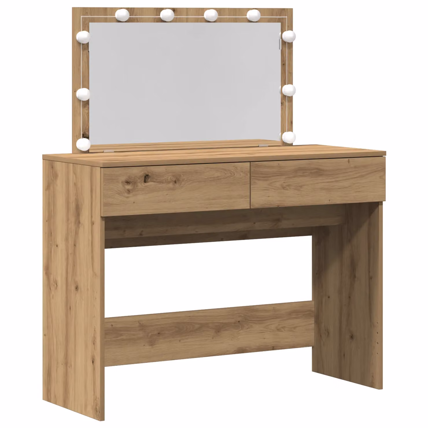 Berkfield Home Artisan Oak Dressing Table with Hollywood LED in Brown, W: 100 cm, D: 40 cm, H: 120 cm – 2