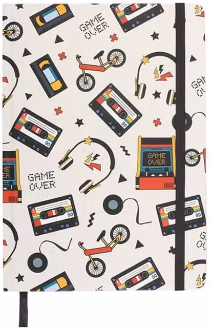 Something Different 80s Retro A5 Lined Hardcover Notebook in Multicolour