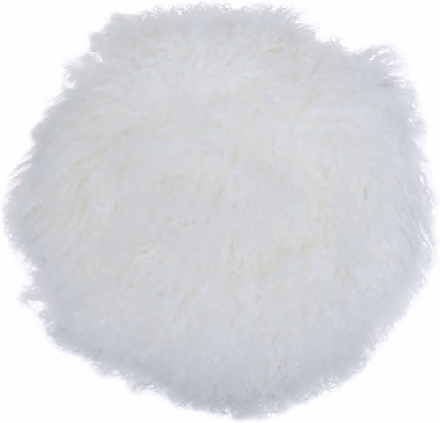 Orsina Bosie White Round Mongolian Fur Cushion