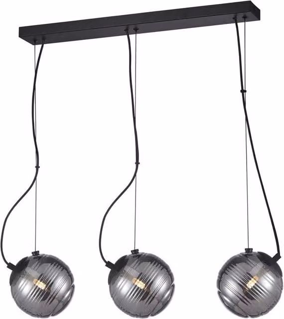 Netlighting Perona Bar Pendant Ceiling Light in Matt Black with 3xG9 Glass Shades