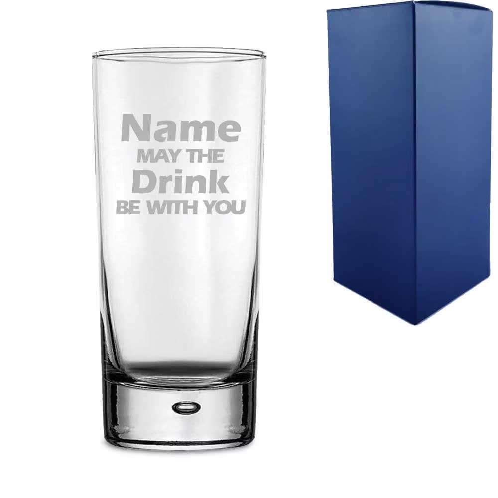 Uniqueful Personalised May the Drink be with you Hiball Tumbler, Clear, 1000ml