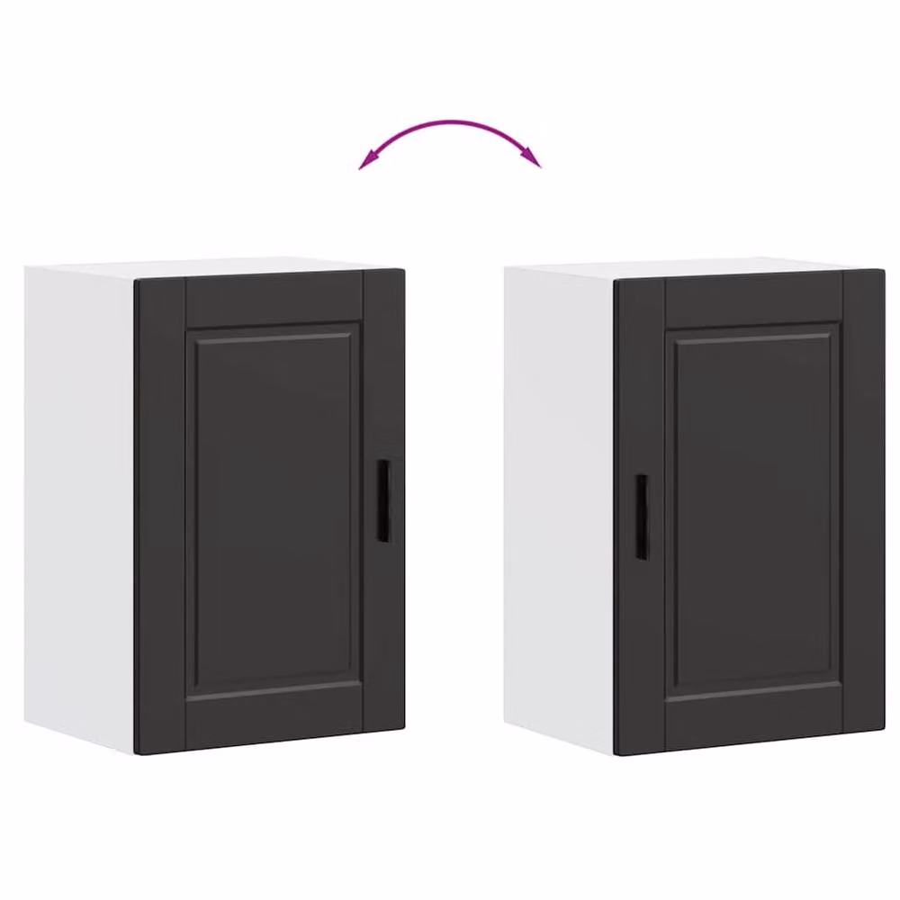 Berkfield Home Porto Black Wall Mounted Kitchen Cabinet in Matt Engineered Wood W/D/H: 60 x 40 x 31 cm – 4