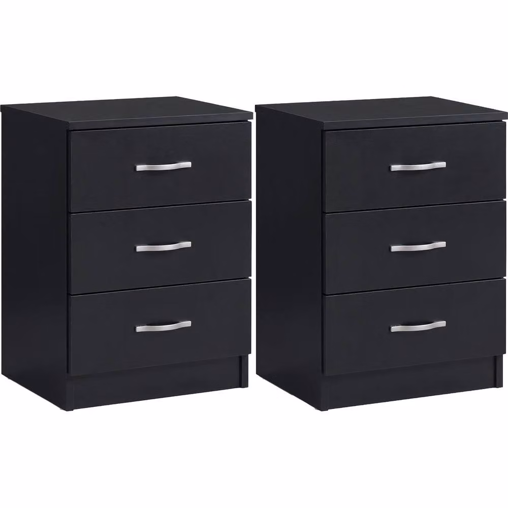 Vida Designs Riano 3 Drawer Bedside Chest Set of 2 in Black – 2